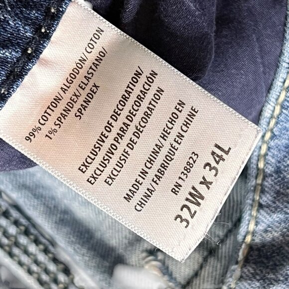 Rank 45 Mens Denim Jeans 32x34 Straight Leg Classic Cowboy Medium Wash Stretch - Picture 11 of 16